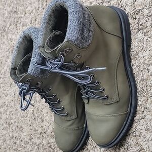 Olive Green and Gray Lace up boots